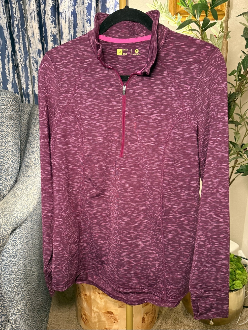 Xersion Heathered Plum Quarter-Zip Pullover